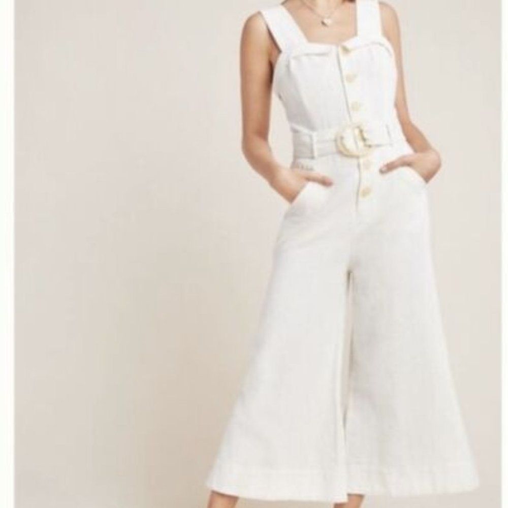 Anthropologie Cape Cod  Belted Crop Jumpsuit  EUC